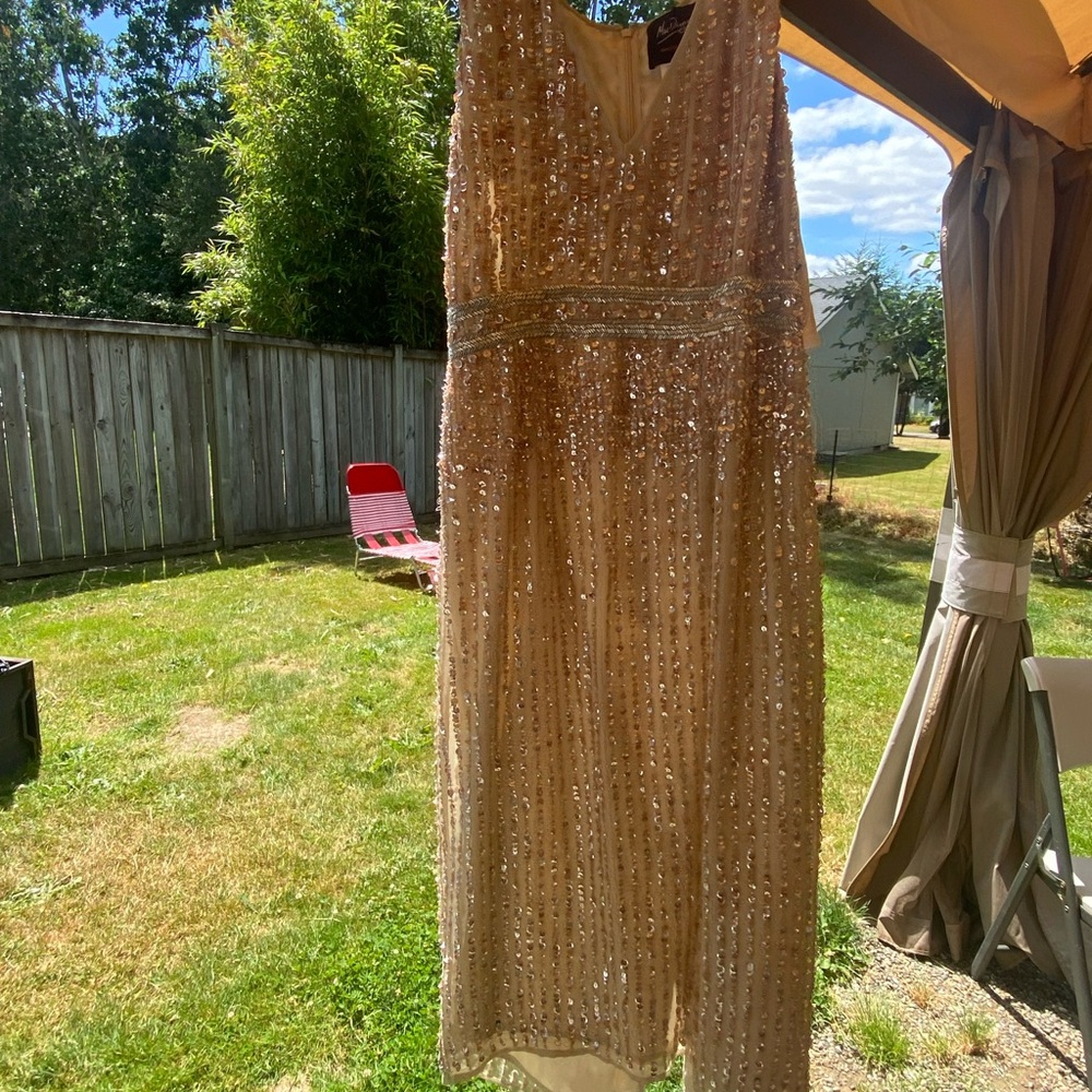 Mac Duggal Gold Sequin Prom Dress